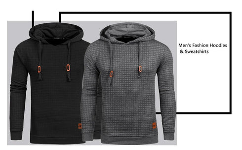 Premium Men’s Fleece Hoodies - Jacquard Pullover Sweatshirts for Men - High-Quality Male Hooded Sweatshirts - Warms Hoodies